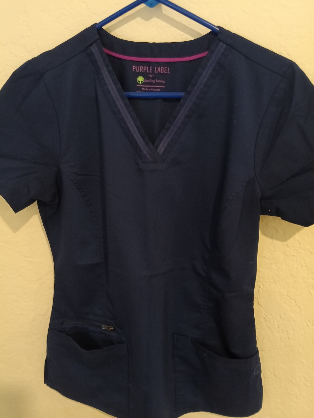 Women's Purple Label Navy V-Neck Scrub Top - Short Sleeve